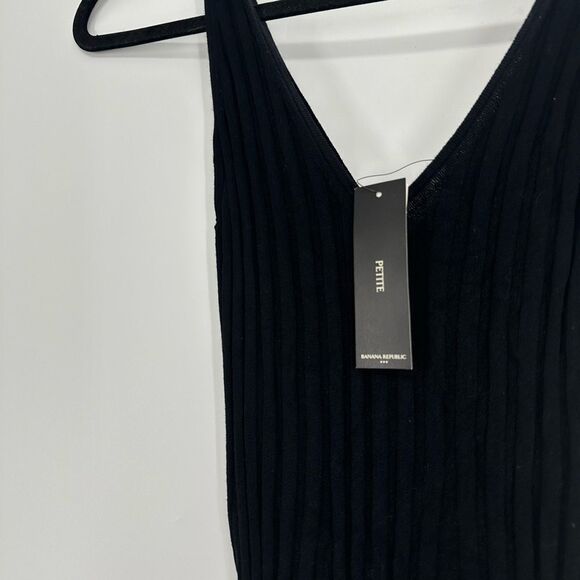 Banana Republic Sweater Dress Pleated Maxi Black Tie Waist Stretch Sz SP - Picture 5 of 11